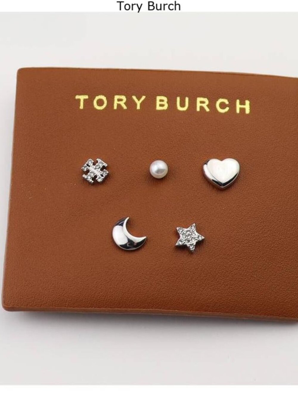 Tory Burch Silver Mixed Stud Earring Set with Pearl, Heart, Moon & Star